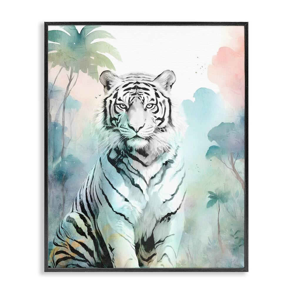 Stupell White Tiger in Jungle Framed Giclee Art Design By Kim Allen