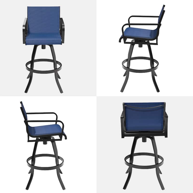 Pellebant Outdoor Aluminum Swivel Barstool Patio Bar Stools with Sunbrella Fabric - 18.31"Lx18.31"Wx43.31"H