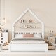 preview thumbnail 2 of 18, Queen Size Wood House Bed, Kids Bed with Guardrail and 2 Drawers