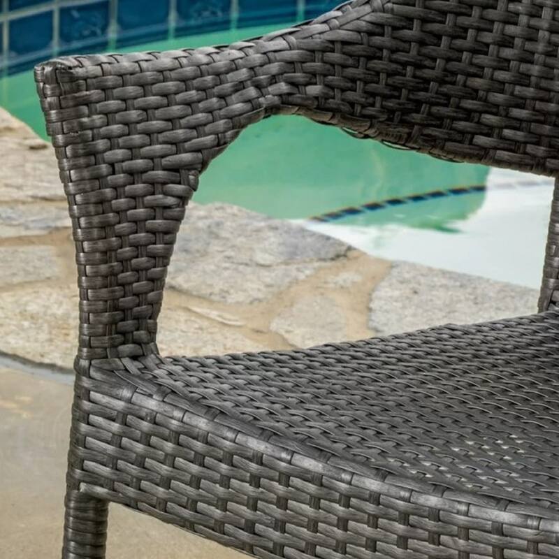 Christopher Knight Home - Modern 9-Piece Outdoor Wicker Patio Dining Set with Rectangular Rattan Table and Stackable Chairs