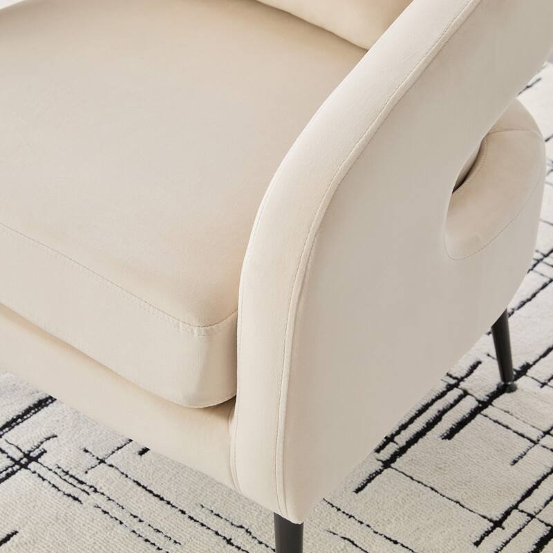 Modern Velvet Open Back Accent Chair Barrel Dining Chair Metal Legs Charcoal Living Room