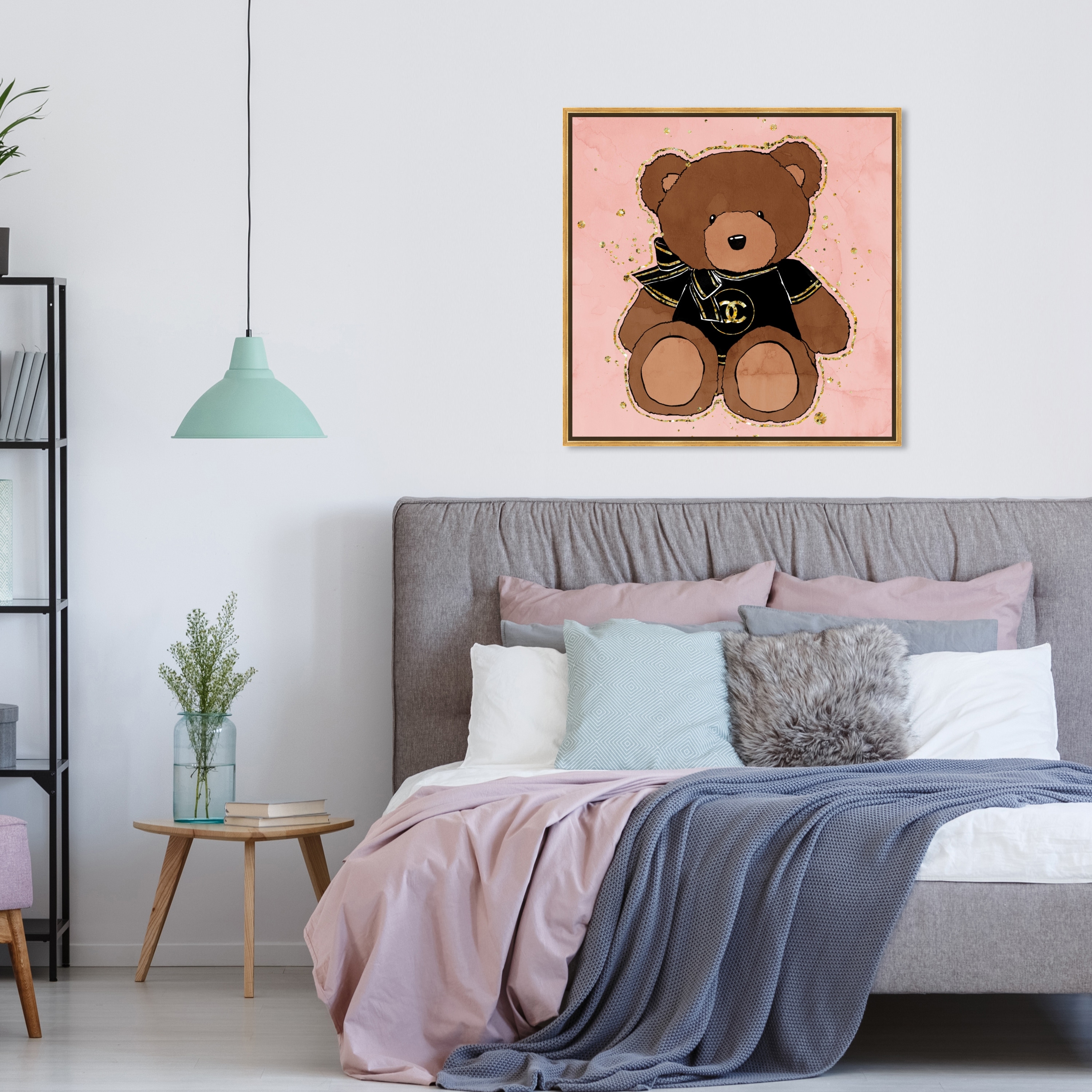 Teddy The Bae Pink  Fashion and Glam Wall Art by The Oliver Gal