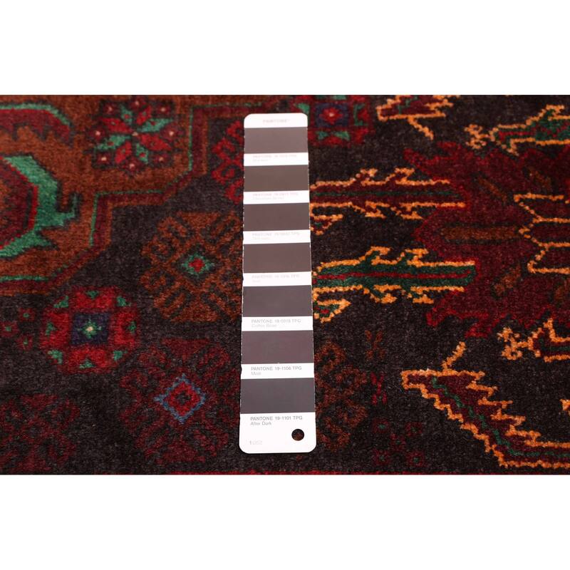 ECARPETGALLERY Hand-knotted Teimani Black, Dark Red Wool Rug - 3'8 x 7'1
