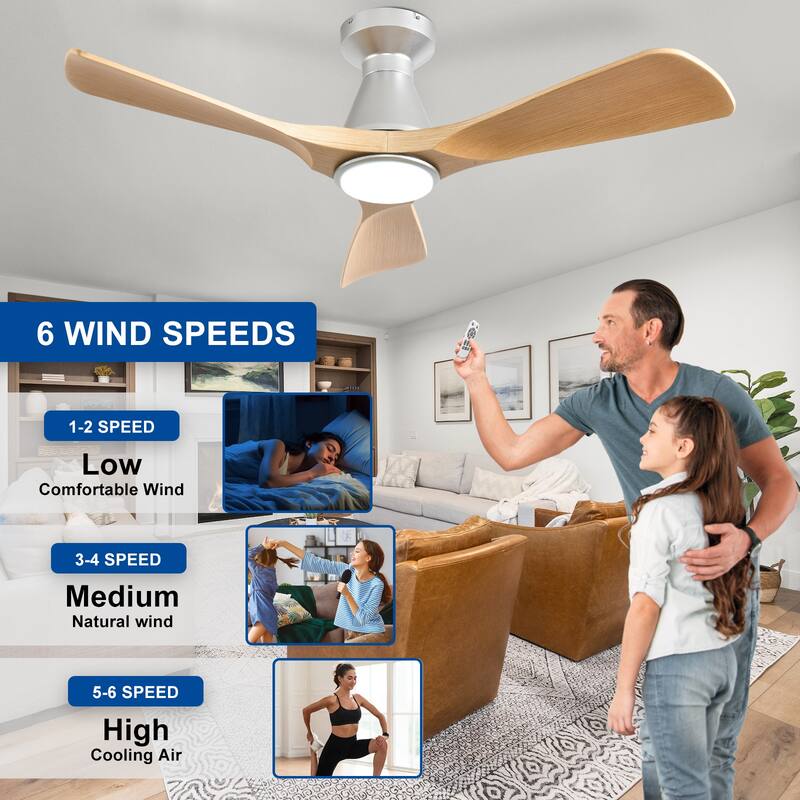 Ceiling Fan Without Light: 42-52 Inch 3 Blade Indoor Outdoor Fans for Patios