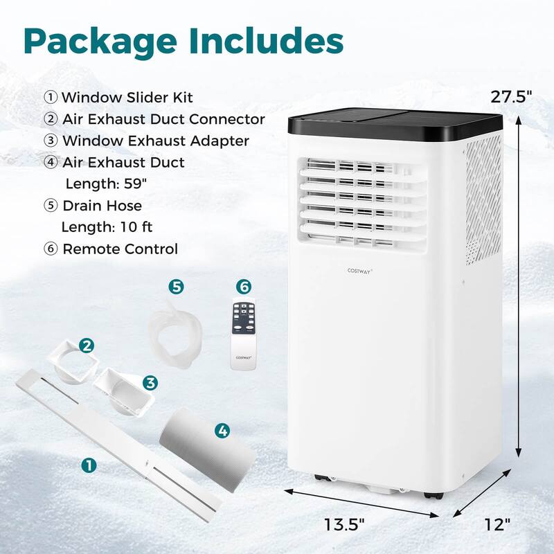 Costway 8000 BTU Portable Air Conditioner with Fan and Dehumidifier - See Details