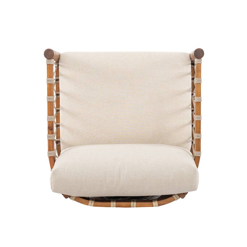 Scott Living Coastal Haven Outdoor Chair Acacia Wood with Beige Cushions