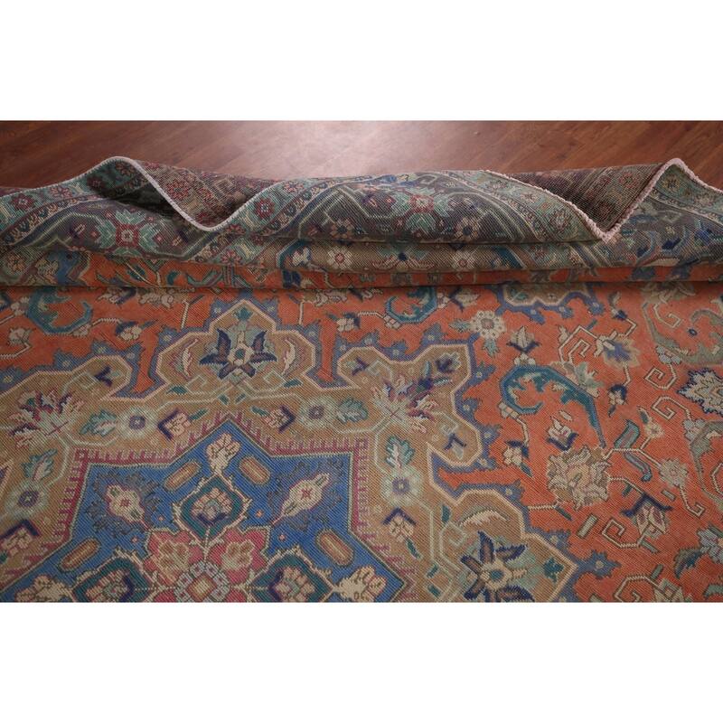 Tabriz Persian Vintage Area Rug Hand-Knotted Traditional Wool Carpet - 9'6"x 12'10"