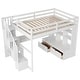 preview thumbnail 9 of 12, Multifunctional Design Loft Bed with Desk , Two Built-in Drawers, Storage Staircase and Shelves, Full Size, White