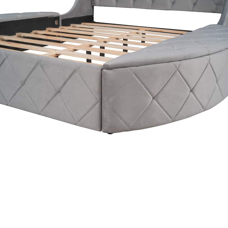 Queen Size Storage Velvet Bed