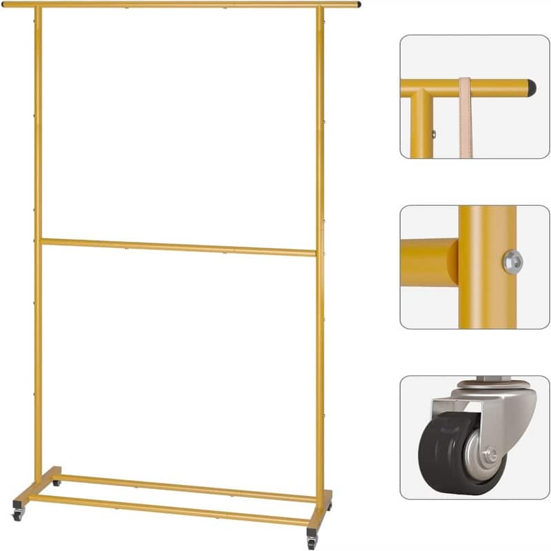 Double Rod Clothing Garment Rack - 47.24"D x 16.73"W x 78.74"H