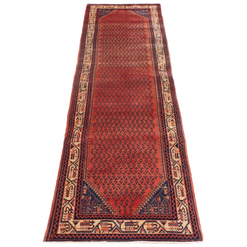 ECARPETGALLERY Hand-knotted Royal Sarough Red Wool Rug - 3'5 x 13'3