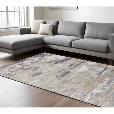 Xahi Power Loomed Distressed Abstract Modern Non Skid Area Rug By HomeRoots - 8' x 10'