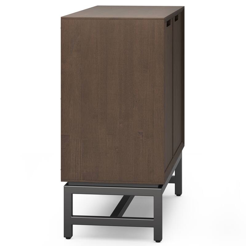 WYNDENHALL Devlin SOLID HARDWOOD 32 inch Wide Modern Low Storage Cabinet in Walnut Brown - 14" D x 32" W x 31.5" H