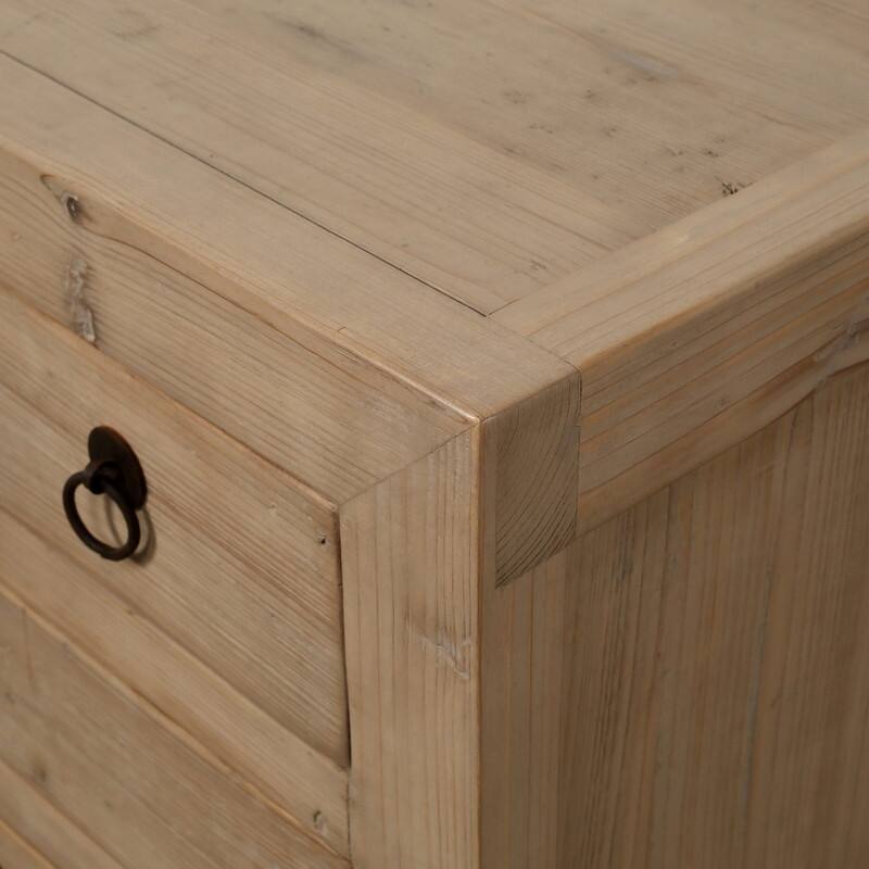 Capri Nightstand with 4 Drawers Weathered Natural Pine 28X18X27H