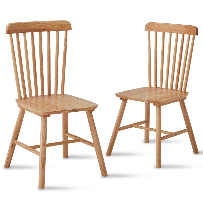 Modern Solid Wood Dining Chairs with Curved Backrests (Set of 4)