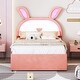 preview thumbnail 18 of 25, Rabbit-Shaped Platform Bed with Embedded LED Lights,Trundle and 3 Drawers