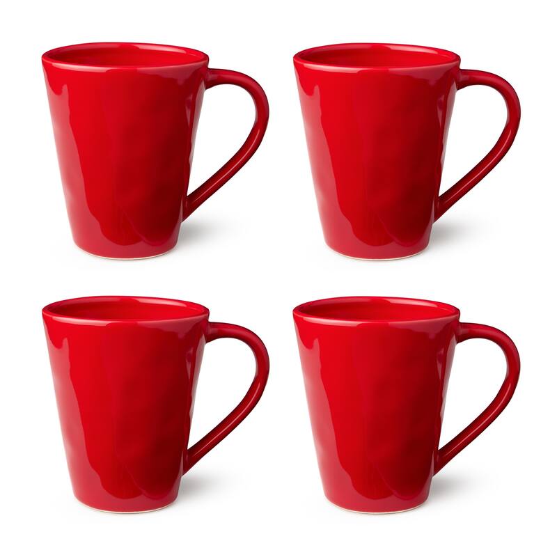 Certified International Berry Red Christmas Set of 4 Mugs 18 oz