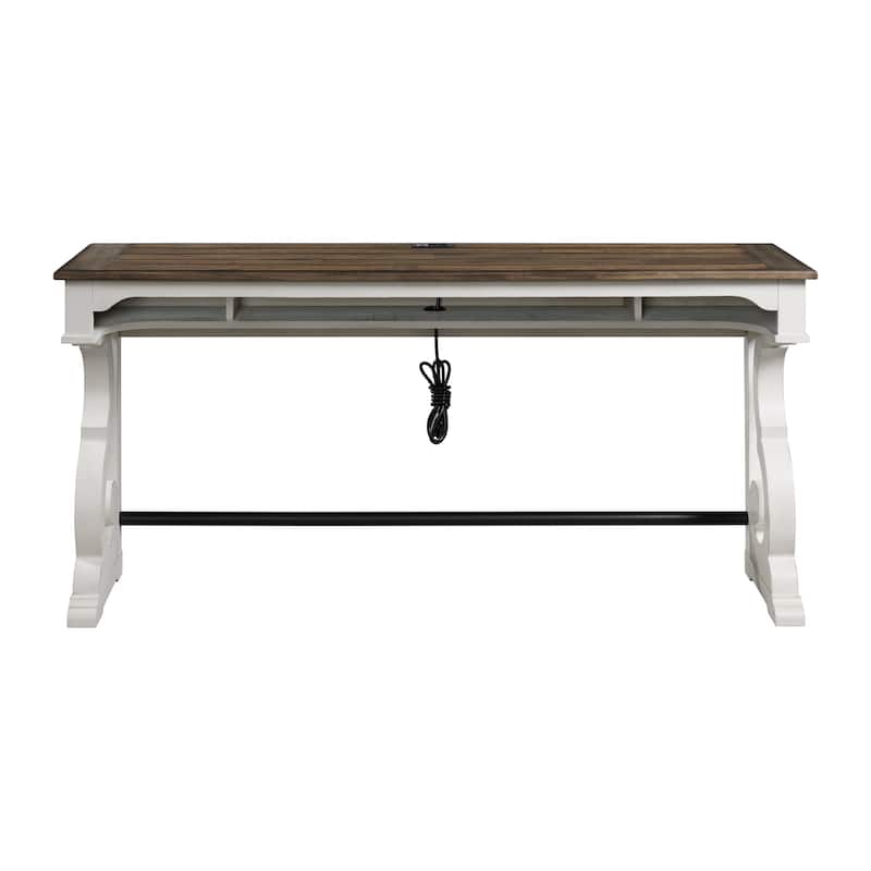 Drake Sofa Bar Table by Intercon, Two-Toned Rustic White and French Oak Finish