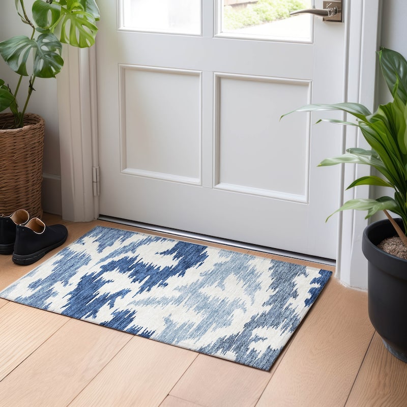 Premium Washable Super Soft Modern Chic Mayfield Rug - Navy - 1' 8" x 2' 6" - Rectangle