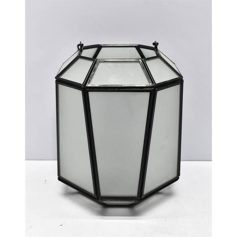Candle Lantern Black Oxidized Iron & Glass H 8" - BLACK OXIDIZED