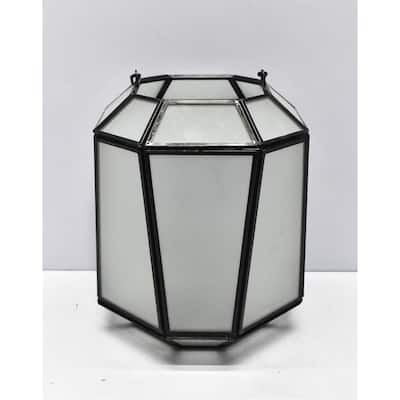 Candle Lantern Black Oxidized Iron & Glass H 8" - BLACK OXIDIZED
