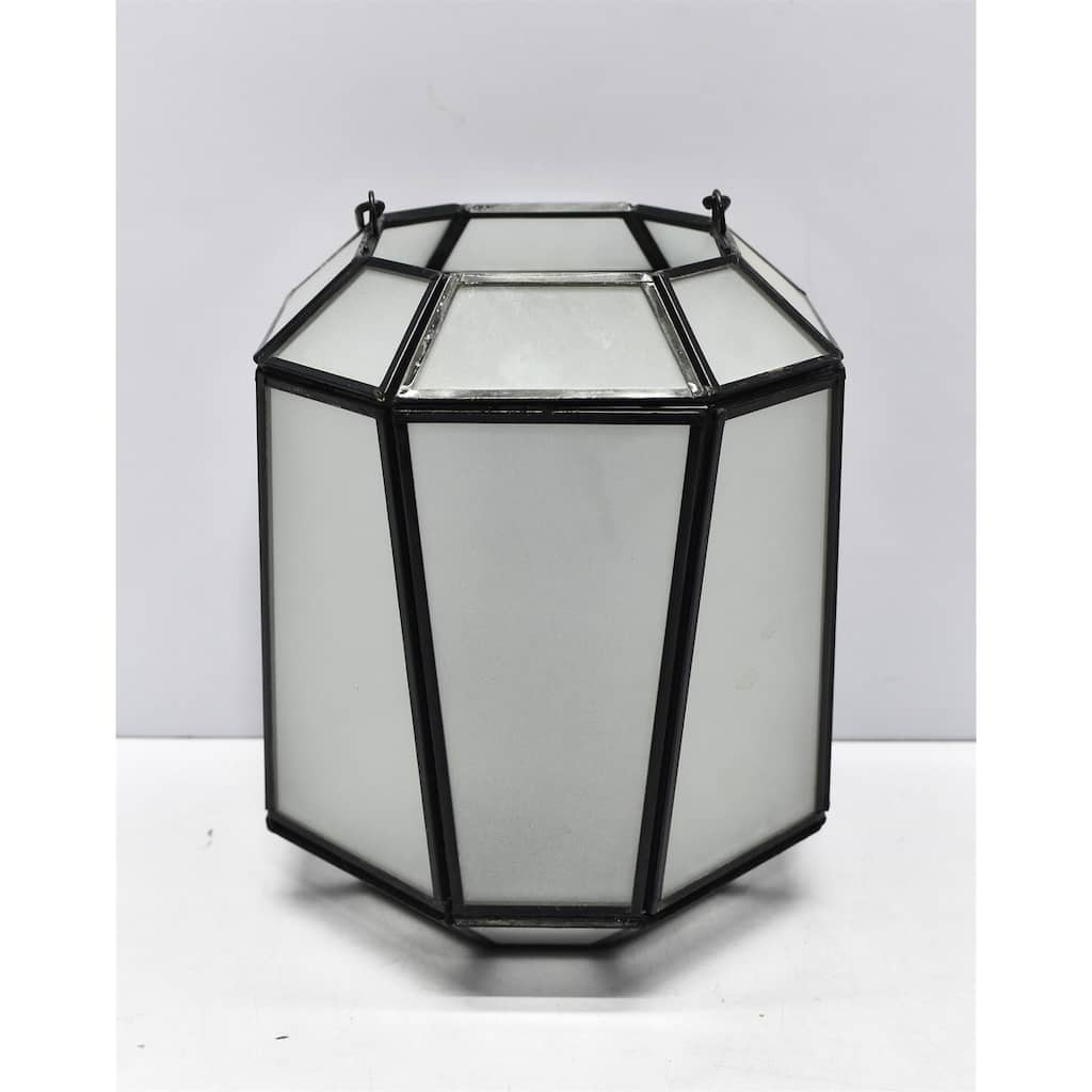 Candle Lantern Black Oxidized Iron & Glass H 8" - BLACK OXIDIZED