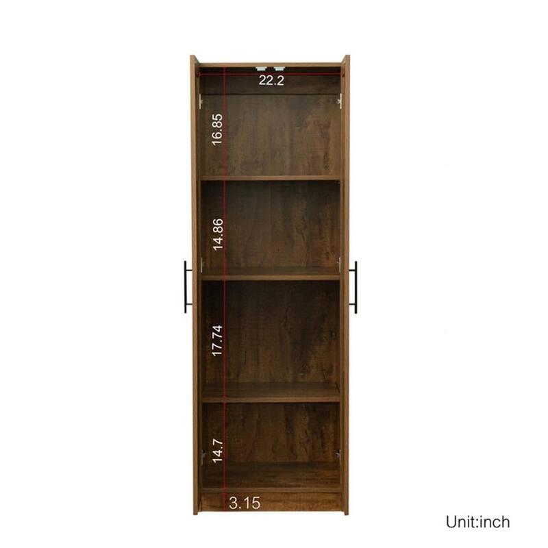 Wood Wardrobe Storage Cabinet with 2 Doors for Bedroom