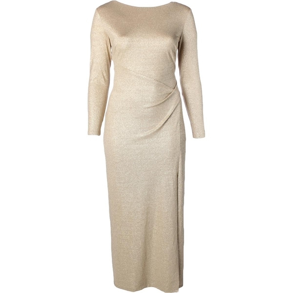 Lauren Ralph Womens Evening Dress Metallic Long Sleeves Lauren Ralph Womens Evening Dress Metallic Long Sleeves