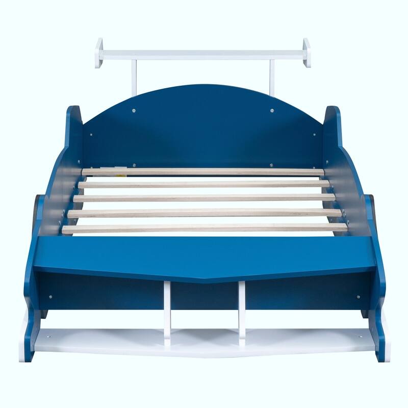 Race Car-Shaped Platform Bed with Wheels