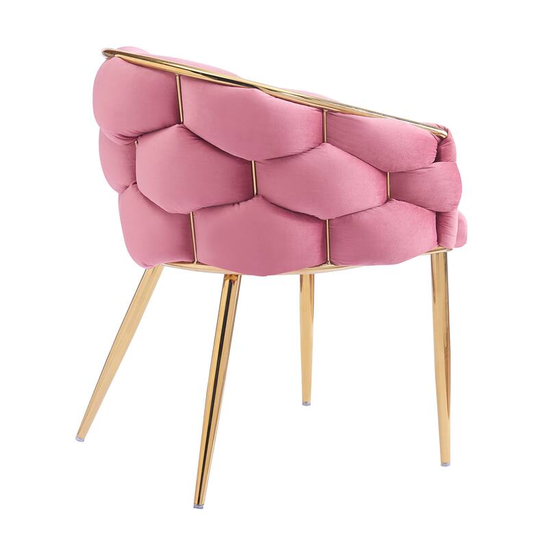 Set of 2 Luxury Handmade Accent Chair with Gold Legs, Modern Velvet Armchair Dining Chair for Living Room Bedroom