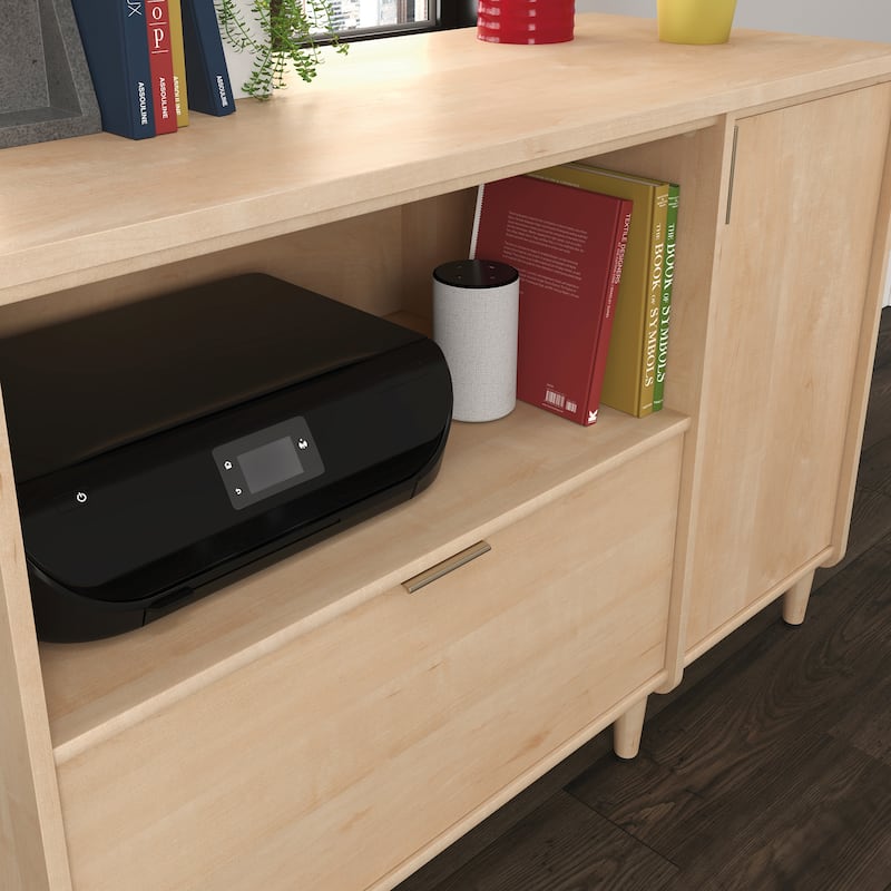 Wood Credenza for TVs up to 46" with Concealed Storage, Brown - 44.06" W x 18.50" D x 30.32" H