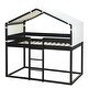 preview thumbnail 30 of 34, Twin Over Twin House Bunk Bed with Tent, Solid Wood Double Bedframe