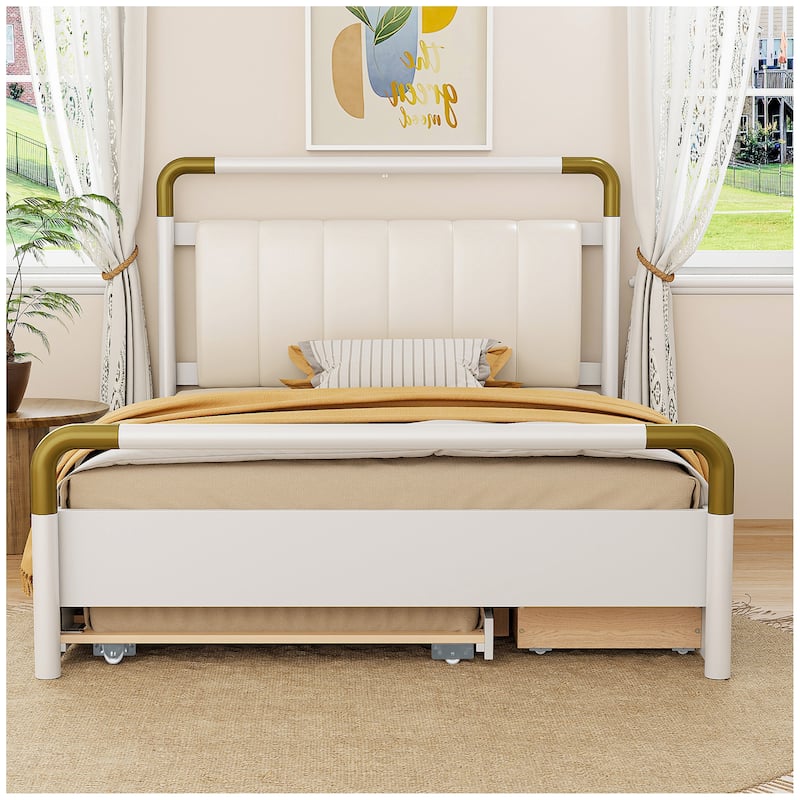 Queen Size Wooden Storage Platform Bed