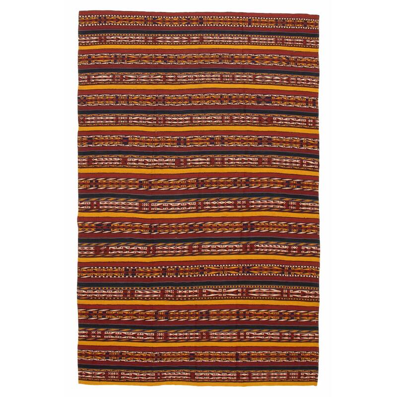 ECARPETGALLERY Flat-Weave Boho Red Wool Kilim - 6'7 x 10'2