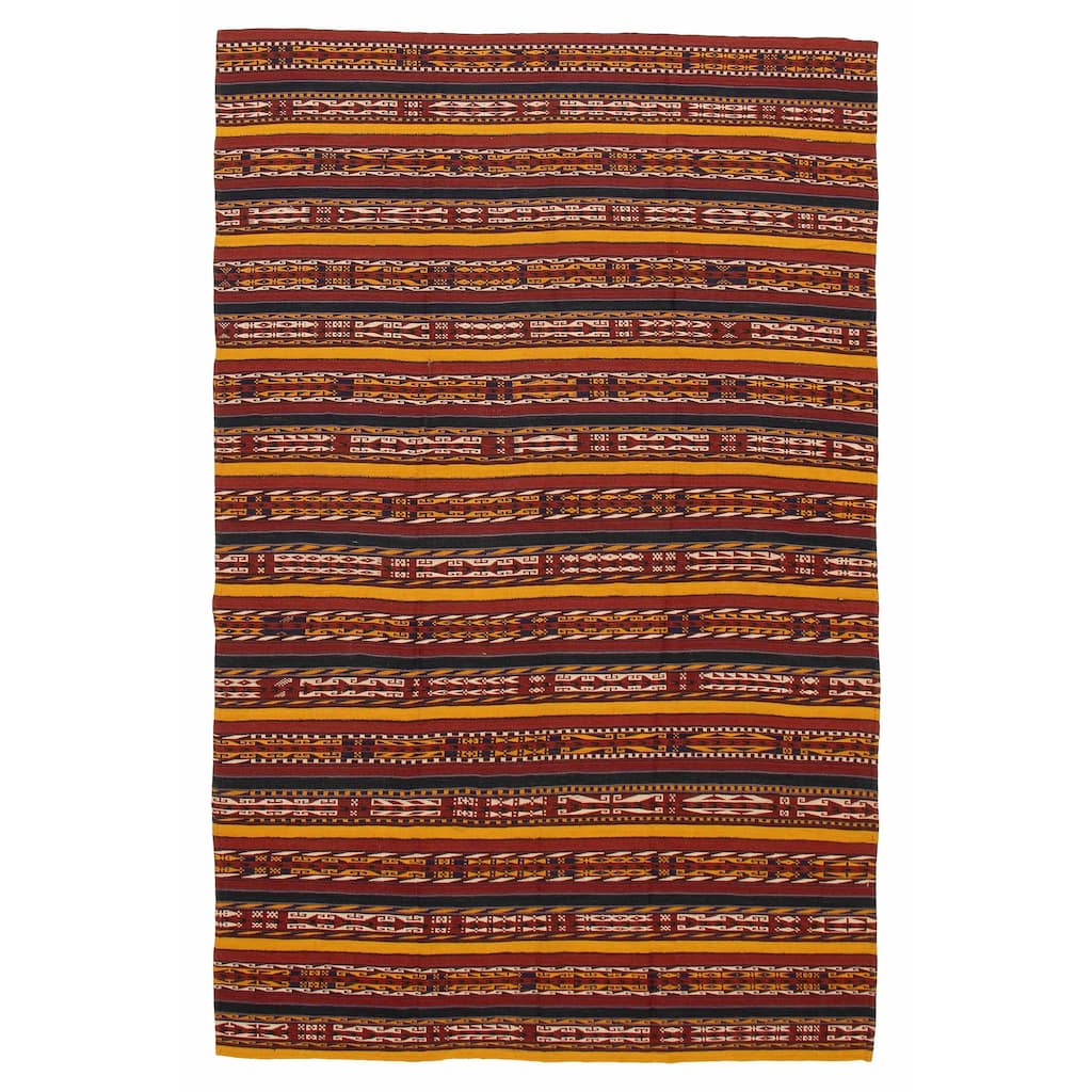 ECARPETGALLERY Flat-Weave Boho Red Wool Kilim - 6'7 x 10'2