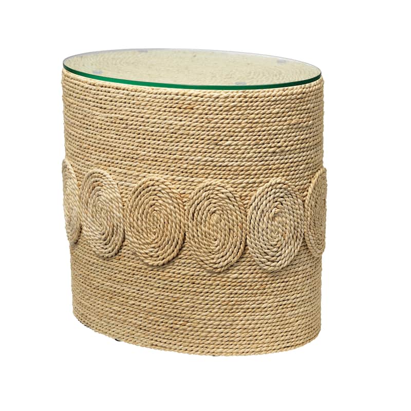 Jamie Young Barbados Oval Corn-Straw Side Table