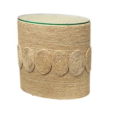 Jamie Young Barbados Oval Corn-Straw Side Table
