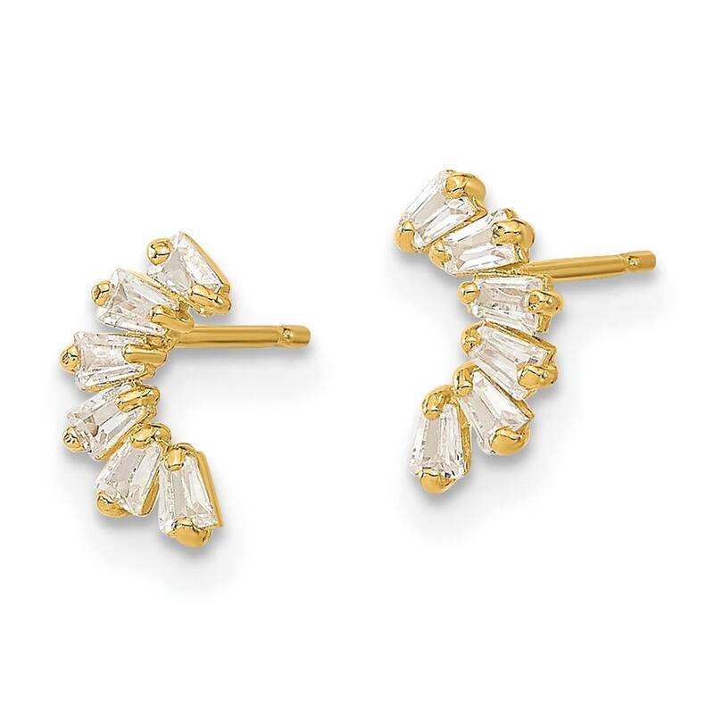 Curata 14k Yellow Gold CZ Cubic Zirconia Arch Post Earrings - 7.8mm long