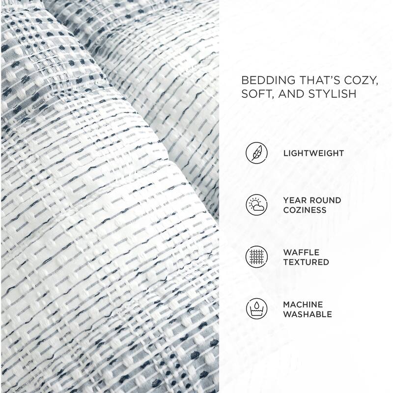 Lush Decor Yarn Dyed Textured Stripe Waffle Quilt 3 Pieces Set