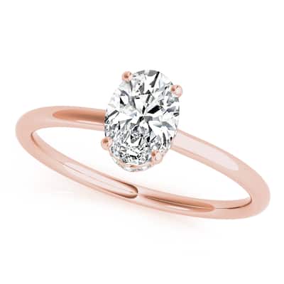 Auriya 14k Rose Gold Lab Grown Oval Diamond Halo Engagement Ring 0.50 to 5.00 ct. tw. (F-G VS)