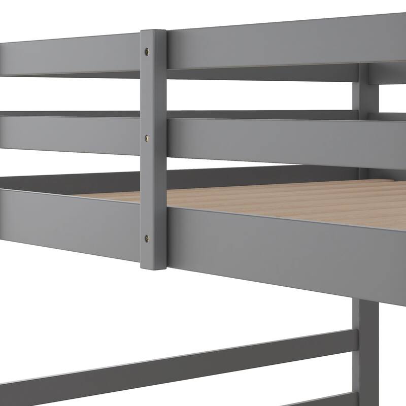 Full Bunk Bed with Ladder and Solid Wood Frame, 300lb Capacity, Space-Saving Design