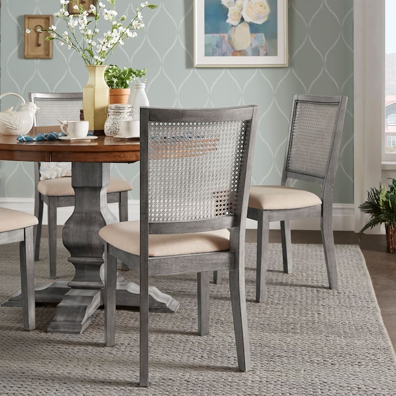 Eleanor Beige Linen Rattan Dining Chairs (Set of 2) by iNSPIRE Q Classic