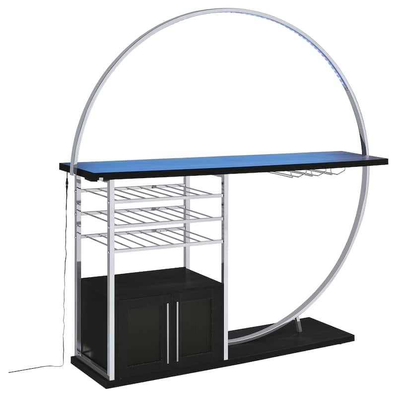 Risley 2-door Circular LED Home Bar with Wine Storage