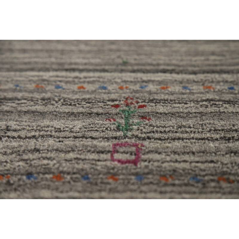 Hand Knotted Oriental 100% Wool Carpet Tribal Tribal Greys & Charcoal Gabbeh Area Rug - 7' 8'' X 5' 0''