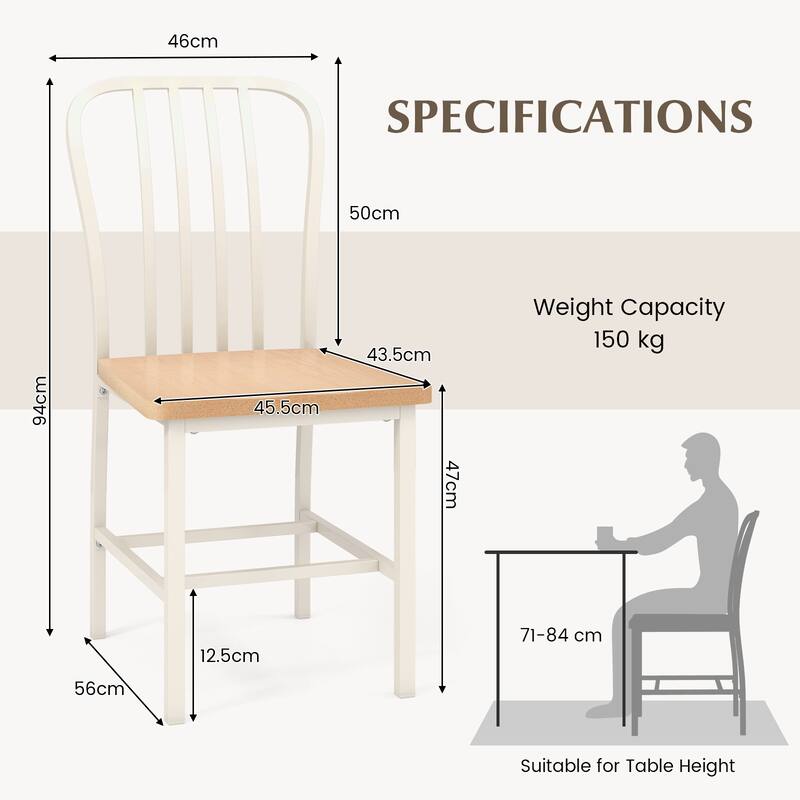 Armless Spindle Back Dining Chair Set of 2 with Ergonomic Seat-Black - 22" x 18" x 37"