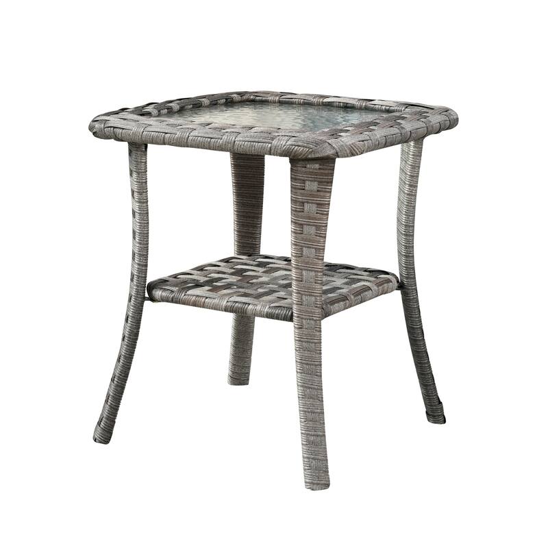 OVIOS 2-piece Swivel Rocking Wicker Chair Side Table Conversation Set