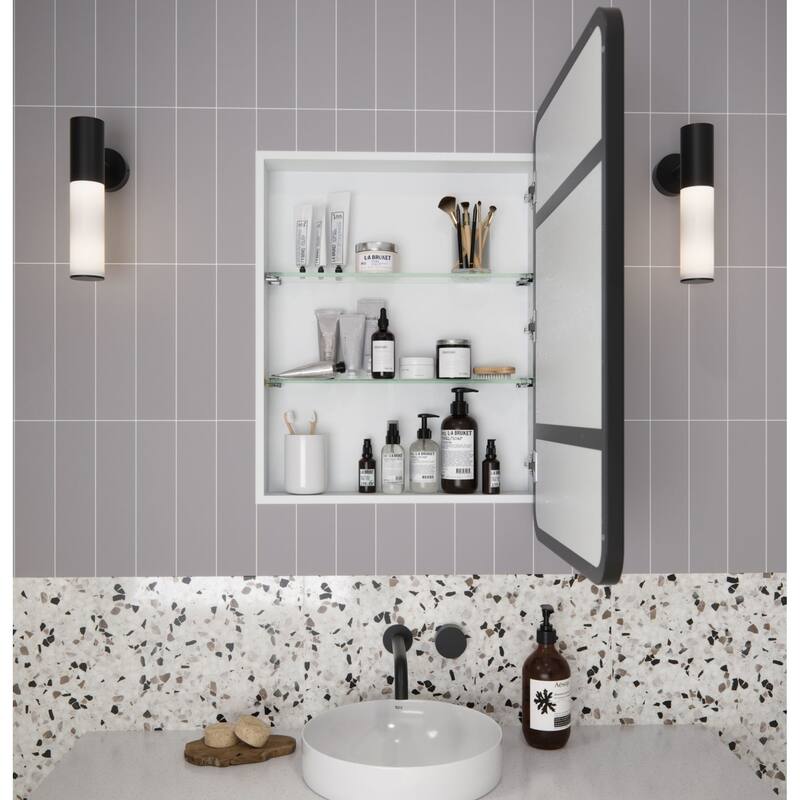 Glass Warehouse SC1-SQ-22X32 Calla 22" x 32" Framed Single Door - Matte Black