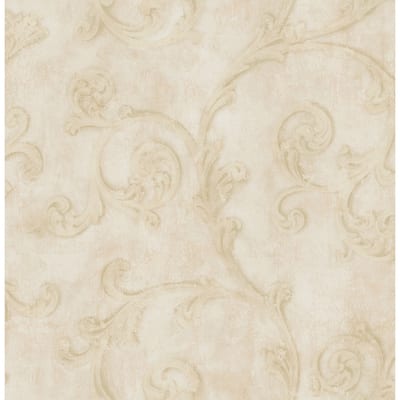 Seabrook Designs Angelina Scroll Trail Unpasted Wallpaper