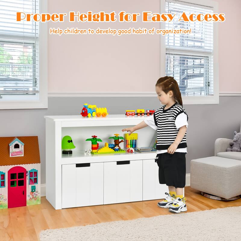 Storage Cabinet Toy Organizer with 3 Removable Drawers Rolling Wheels
