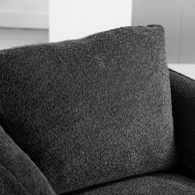 30.3" Boucle Upholstered Swivel Chair Barrel Accent Chair, 360° Swivel Club Chair, Comfy Round Lounge Armchair